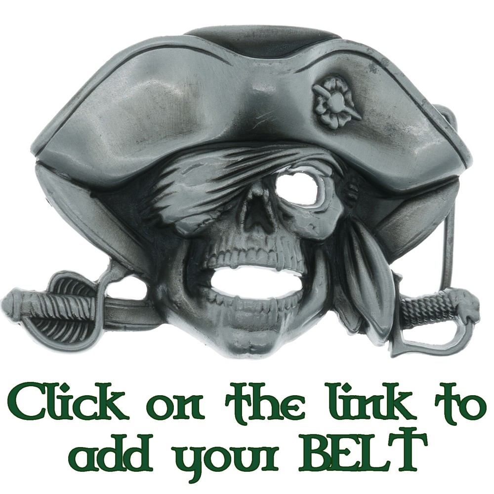 Pirate Skull & Sword Belt Buckle Metal Biker Pewter Style Halloween