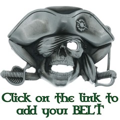 Pirate Skull & Sword Belt Buckle Metal Biker Pewter Style Halloween