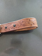 Justin Leather Belt Size 22 Brown Tooled Champion Buckle Western Rodeo 811BR GB3