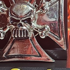 3-D Skull And Crossbones On Iron Cross Belt Buckle by Silver Star See Pics