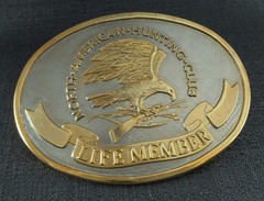 North American Hunting Club Belt Buckle – Wings Of Gold – 24K Gold/Rhodium BOX