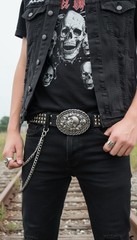 New Men / Women Dark Silver Metal Belt Buckle Fashion Skeleton Skulls Halloween