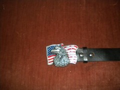 NEW SILVER BUCKLE WITH AN EAGLE AND THE AMERICAN FLAG BUCKLE ONLY