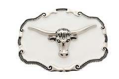 New Men Silver Metal Western Fashion Bull Belt Buckle Texas Long Horn Cow Bling