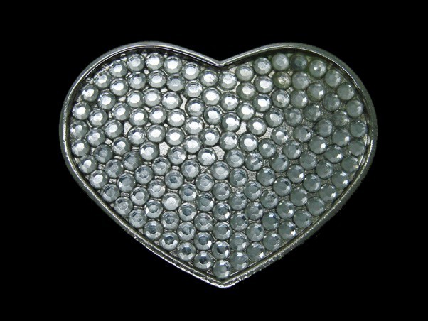 TC03162 VERY COOL **HEART SHAPED W/ CRYSTALS** FASHION ART BELT BUCKLE