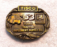 VINTAGE BELT BUCKLE TRACTOR IMPLEMENT SUPPLY (TISCO) SPEC CAST SISKIYOU BB16