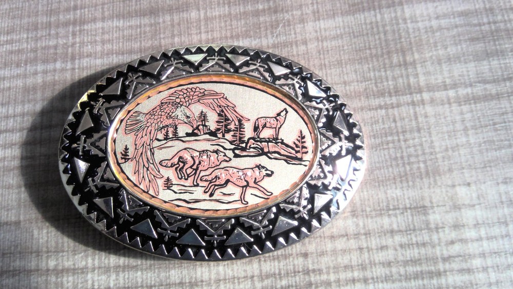 Howling Wolf(s)/Eagle Western Belt Buckle Silver Cowboy/Biker Metal Men L@@K!