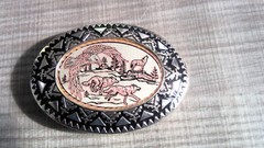 Howling Wolf(s)/Eagle Western Belt Buckle Silver Cowboy/Biker Metal Men L@@K!
