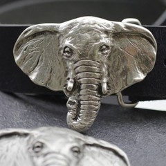 Elephant Belt Buckle Antique Look Antique Silver – Solid Vintage Buckle with Detail