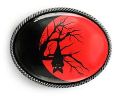 Vampire Bat Halloween Moon Silhouette Handmade Belt Buckle