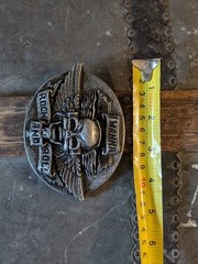 1990s I Wanna Rock And Roll Belt Buckle Skull & Wings 4.5&Prime; New w/o Tags