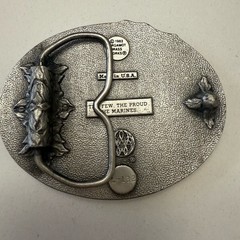 Vintage 1982 US Marines Belt Buckle Iwo Jima Bergamot Brass Works The Few The Pr