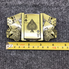 Antique Brushed Eagle Poker Belt Buckle with Lighter, Stock in US