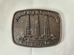 Power Rig & Equipment Company 1.75&Prime; Vintage Brass Belt Buckle Oil Industry