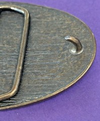 VINTAGE BELT BUCKLE DENNISON&rsquo;S CHILI ADVERTISING OVAL 3.5&Prime; WIDE COUNTRY WESTERN