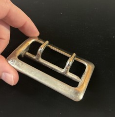 Vintage Solid Brass Chrome Plated 2.25” Double Prong Duty Belt Buckle USA #1