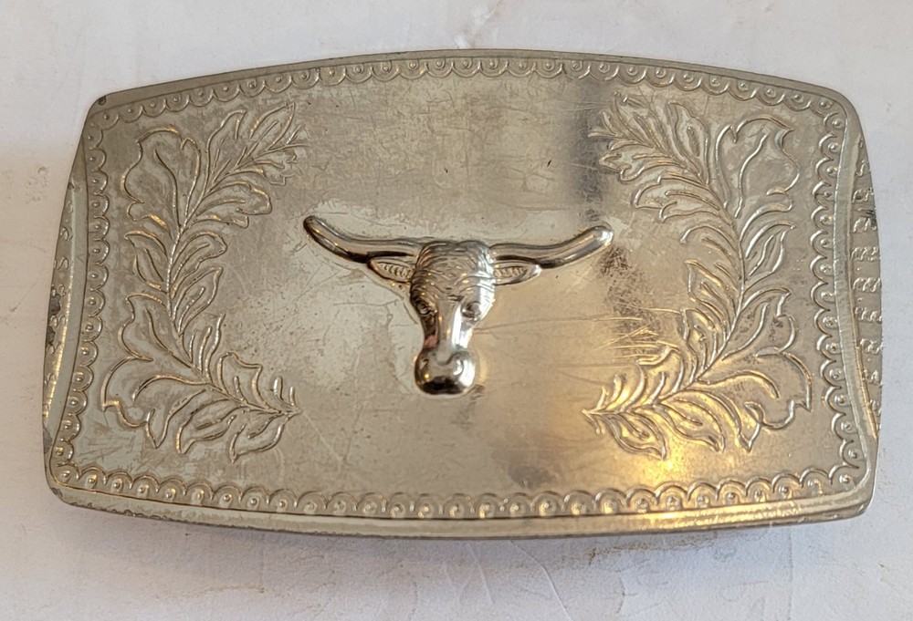 Bull Belt Buckle, 3.5&Prime; inches x 2 inches- Steel Metal