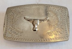 Bull Belt Buckle, 3.5&Prime; inches x 2 inches- Steel Metal