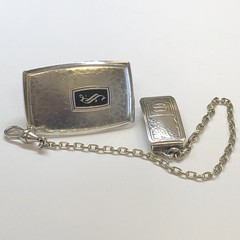 Hickok Beltogram Belt Buckle Pocket Watch Loop Chain Art Deco Mixed Metals 925