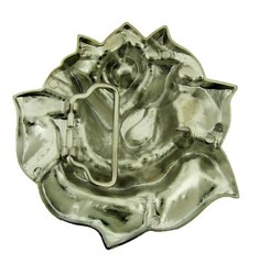 White Rose Belt Buckle Rock Rebel Silver Metal Some Rhinestones High Quality Big