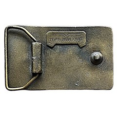 INDIANA METAL CRAFT vintage COUNTRY MUSIC brass belt buckle 3 1/4”x 2”