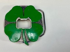 Four Leaf Clover Shamrock Cut Out Lucky Novelty Belt Buckle And Bottle Opener