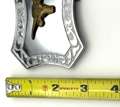 Long Horn Steer Silver Plated Belt Buckle Western ** Light Wear
