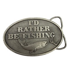 1978 Capt Hawks Sky Patrol I’d Rather Be Fishing Belt Buckle 3.5&Prime; USA