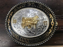 lonestar silversmiths clay county fair 100th anniversary belt buckle with belt