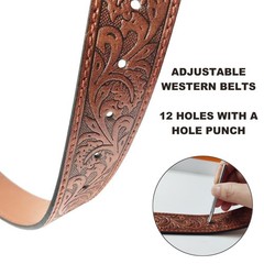 Brown Western Belts for Men Wasit 34&Prime;-36&Prime;, Silver Eagle/ Belt