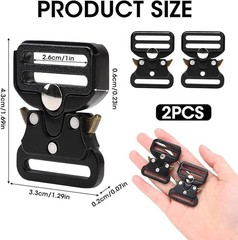 2 Pcs Metal Tactical Buckles, Quick Release Adjustable Belt Buckle Clips for Dog
