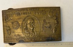 Vintage Maxwell House Coffee $100 Bill Brass Belt Buckle