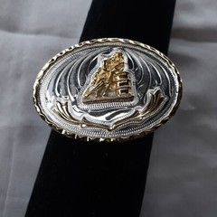 1 Mexican Alpaca Silver Brass Metal Western Belt Buckle