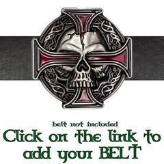 Skull & Iron Cross Metal Belt Buckle Biker UK Gothic Vampire Celtic Vamp Goth
