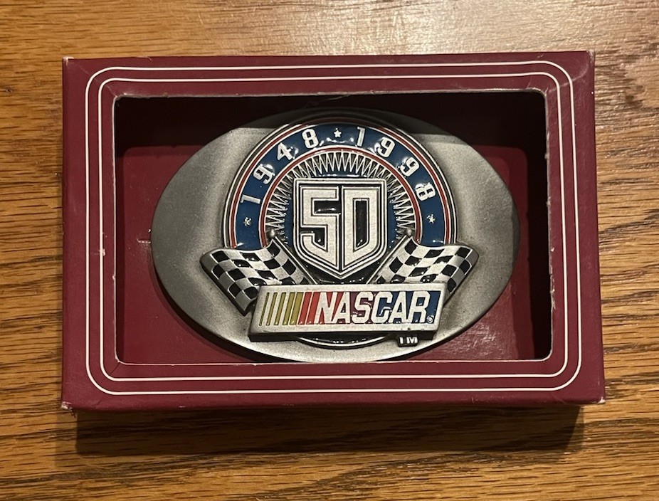 Vintage NASCAR 50th Anniversary Belt Buckle – New in Box