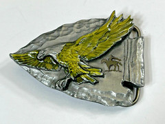 Arrowhead Eagle Belt Buckle Siskiyou Native American Indian Spirit Green Enamel