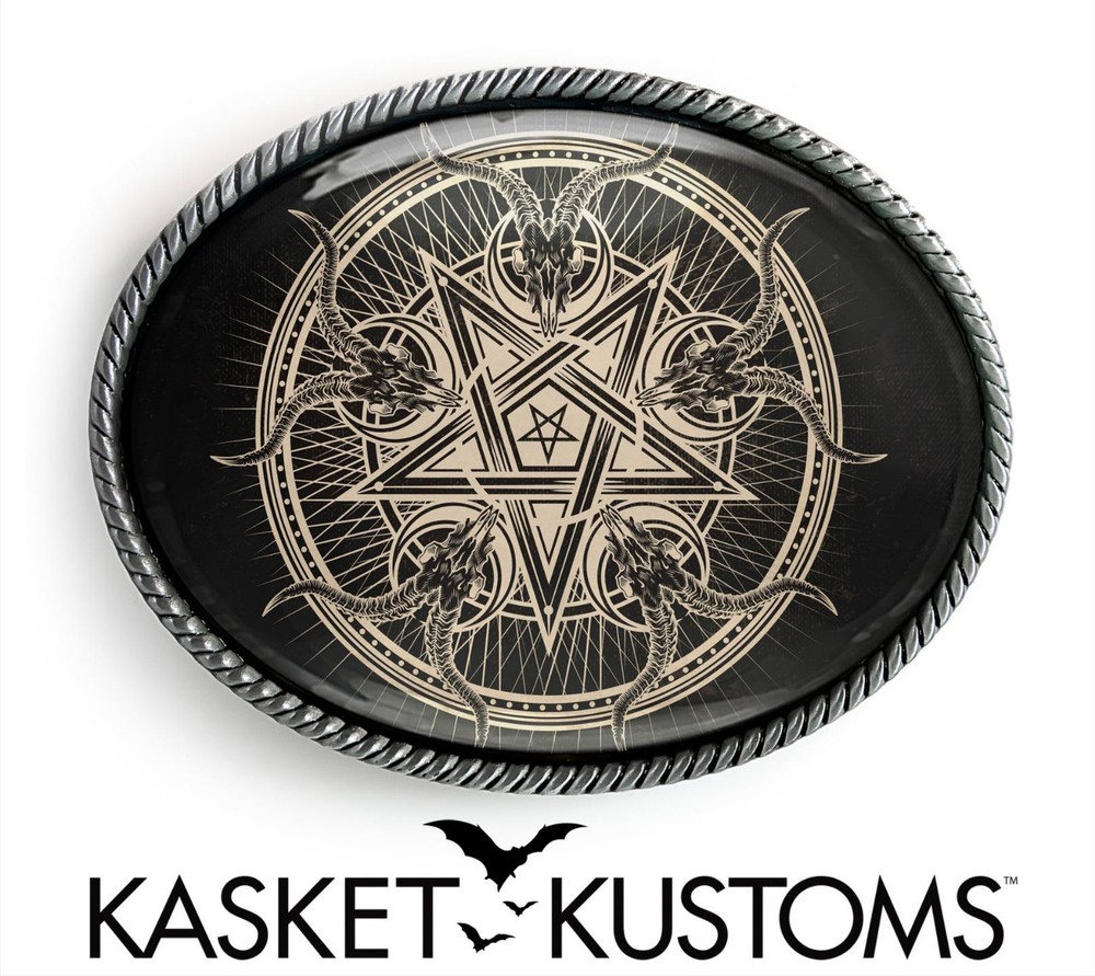 Inverted Pentagram Belt Buckle – Baphomet Goat Head Witchcraft Buckle – 920-SO