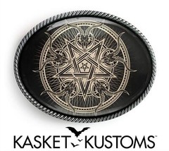 Inverted Pentagram Belt Buckle – Baphomet Goat Head Witchcraft Buckle – 920-SO
