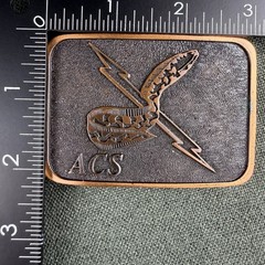 Vintage AT Designs ACS Belt Buckle Made In Canada Copper eel Lightning