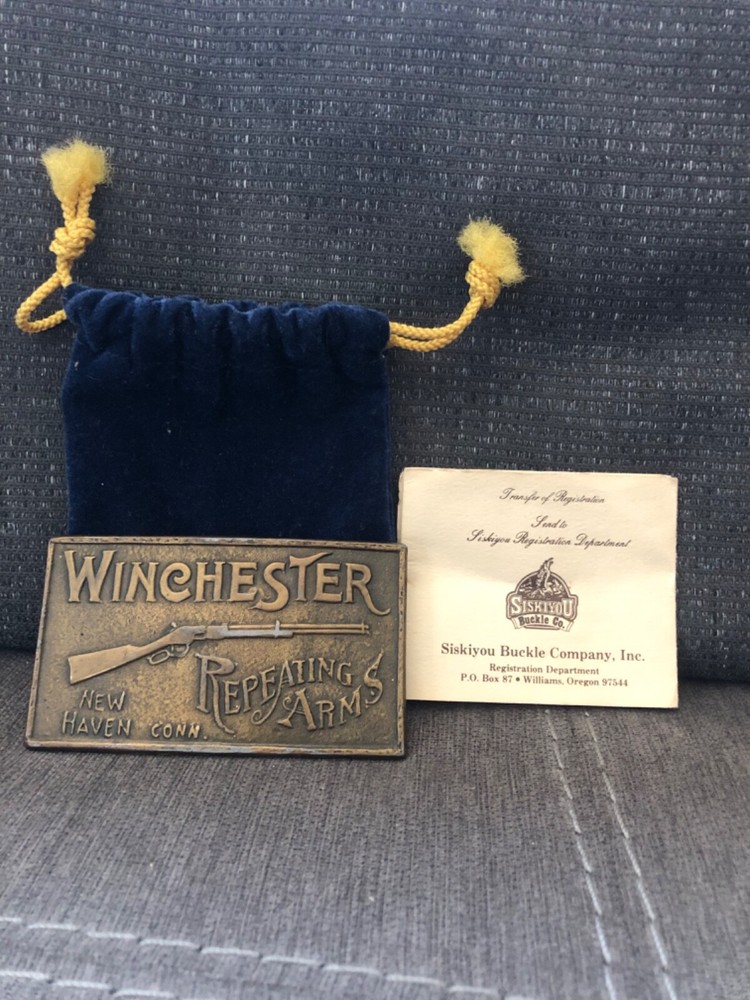 Siskiyou Buckle Co. Winchester Repeating Arms New Haven Conn. Vintage Brass