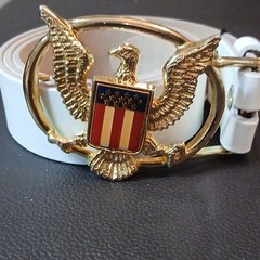 Elvis Presley Aloha From Hawaii American Eagle Buckle And White Leather Belt.