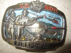 VINTAGE 1983 US United States Army Firepower Belt Buckle H1071 Great American