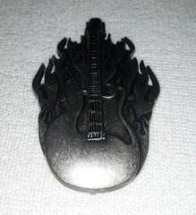 Vintage Pewter Flaming Electric Guitar Rock & Roll Belt Buckle Excellent