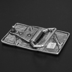Zig Zag Belt Buckle Rectangular Modern Industrial Masculine Metal
