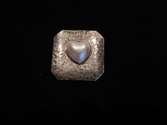 Vintage Buckle Sterling Silver 14K Gold Mother of Pearl Heart Shape Hand Made