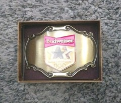 Budweiser Belt Buckle 24k Gold Overlay 1984 Olympics Collectors Buckle