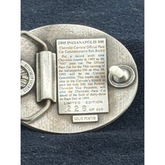 1995 Indianapolis 500 Corvette Official Pace Car Pewter Belt Buckle Ltd Ed 226
