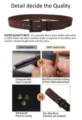 NPET Mens Full Grain Genuine 34 for 32&Prime; waist, Coffee With Black Brass Buckle
