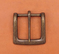 40mm Retro Brass Two-tone Heavy Square Single Metal Prong Pin Clips Belt Buckle