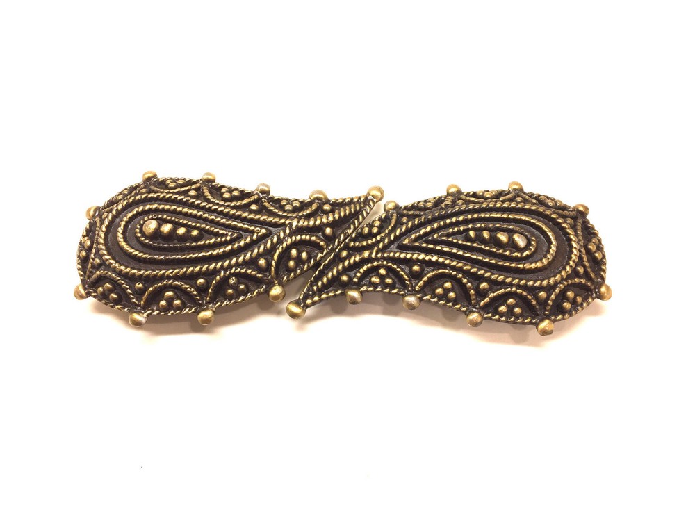 ETRO Antique Bronze Metal Beaded Paisley 1&Prime; Belt Buckle